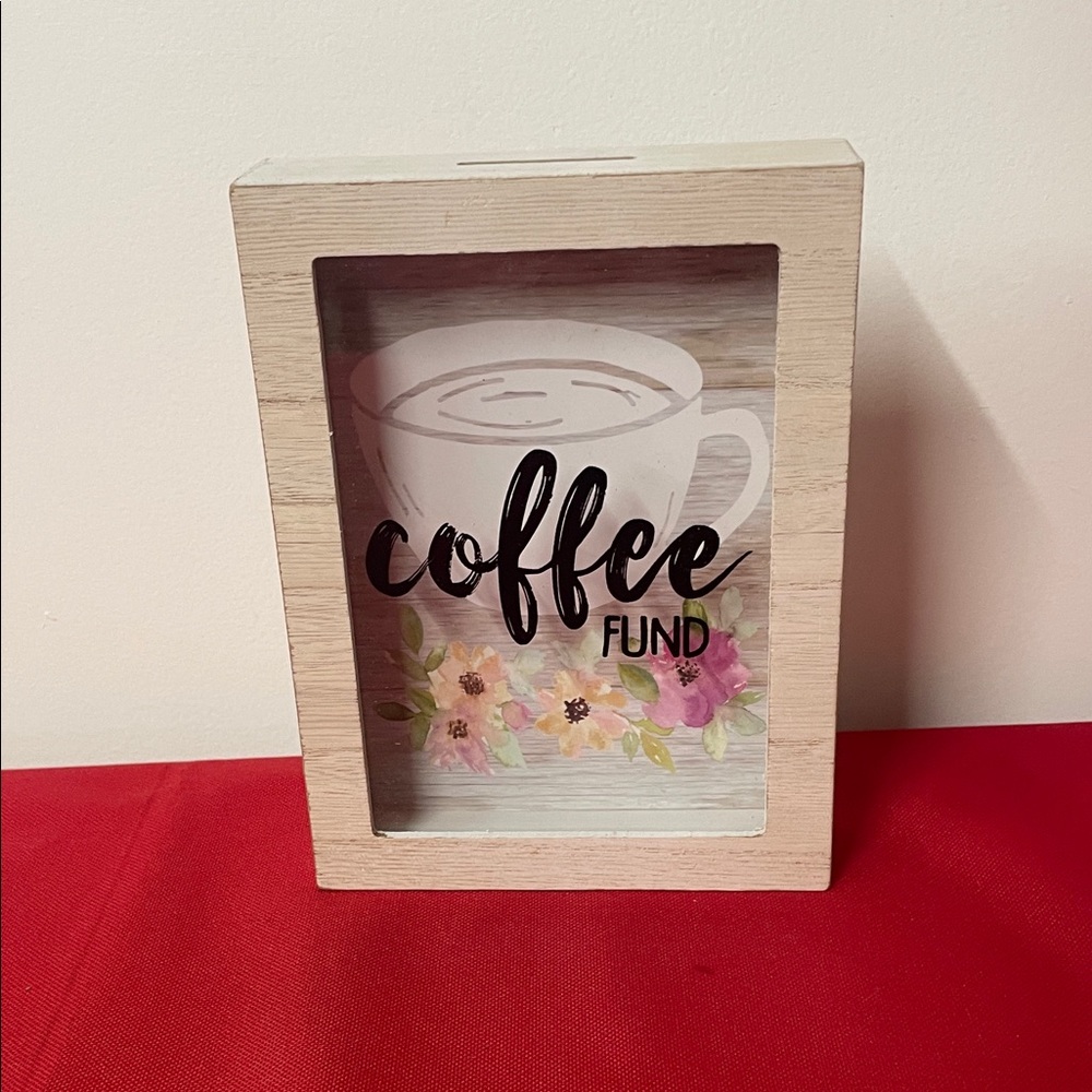 Wooden Coffee Fund Box with Floral Design